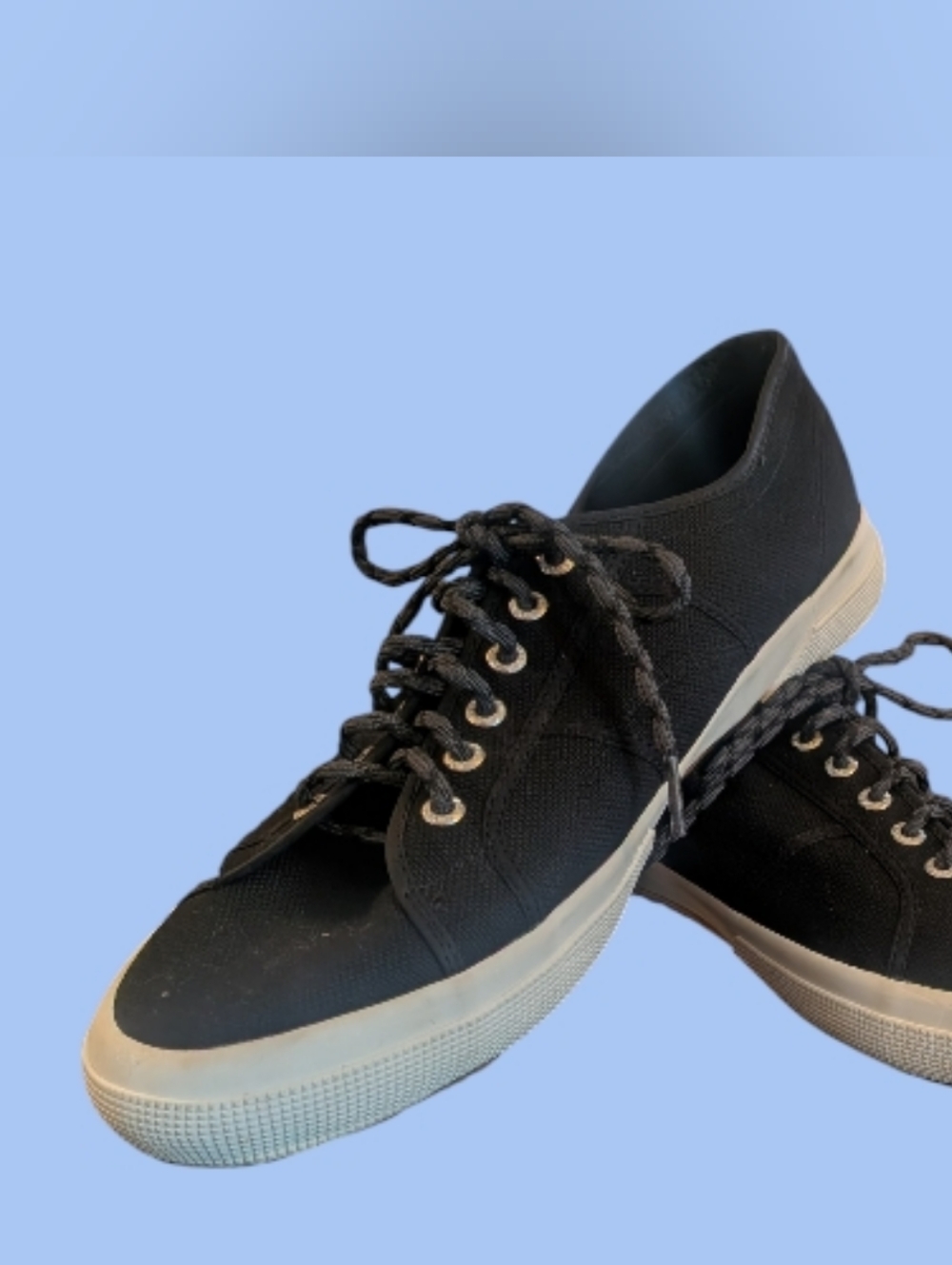 Like New Men's Black Canvas Superga Cotu Classic Laceup Sneakers Size 48 US 13.5